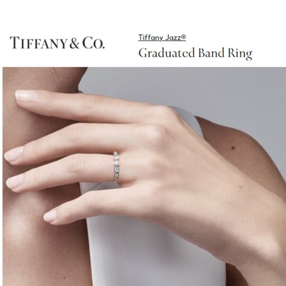 Tiffany 7 Diamond Platinum Jazz Ring XXS authentic - Picture 4 of 10